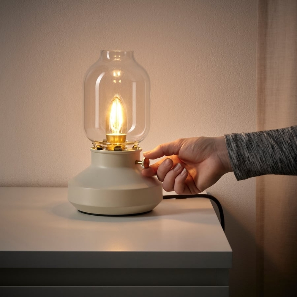 Ikea TÄRNABY Tarnaby Table Lamp Steel/Glass Dimmable Off White New